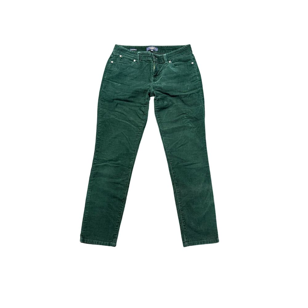 Talbots Petites Green Corduroy Pants sz 4P Straight Leg Stretch Flawless